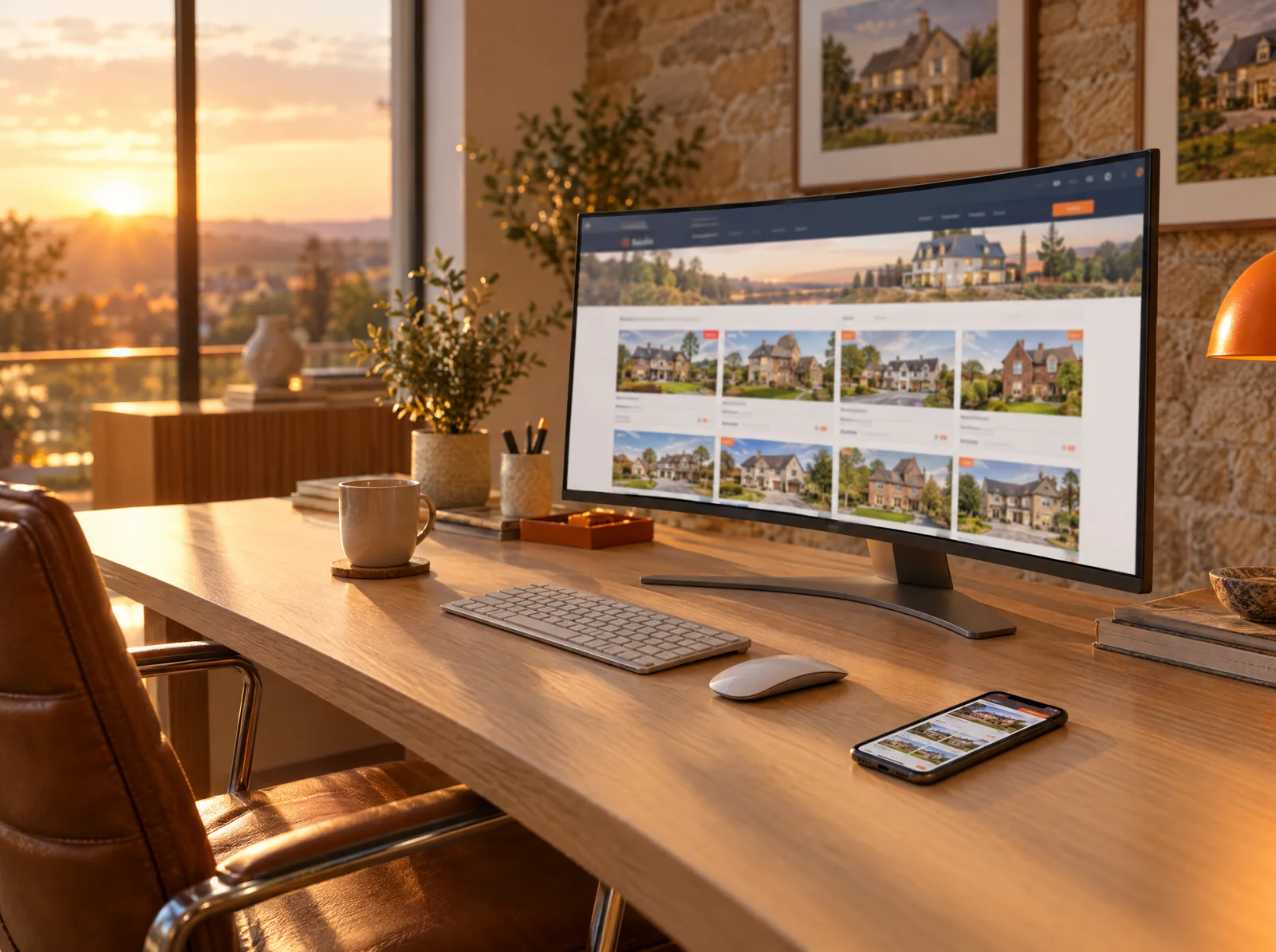 A property portal running on a desktop screen in an estate agency office at the end of the day