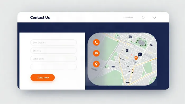Contact page with an enquiry form, contact details and a map