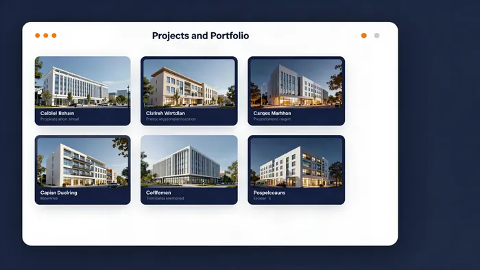 Projects and portfolio page with a consistent project template