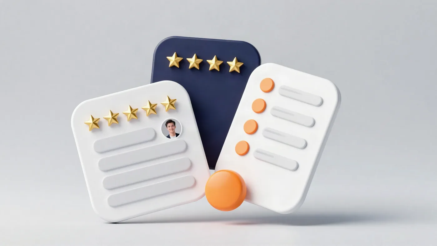 Customer reviews, business information and contact options that build trust