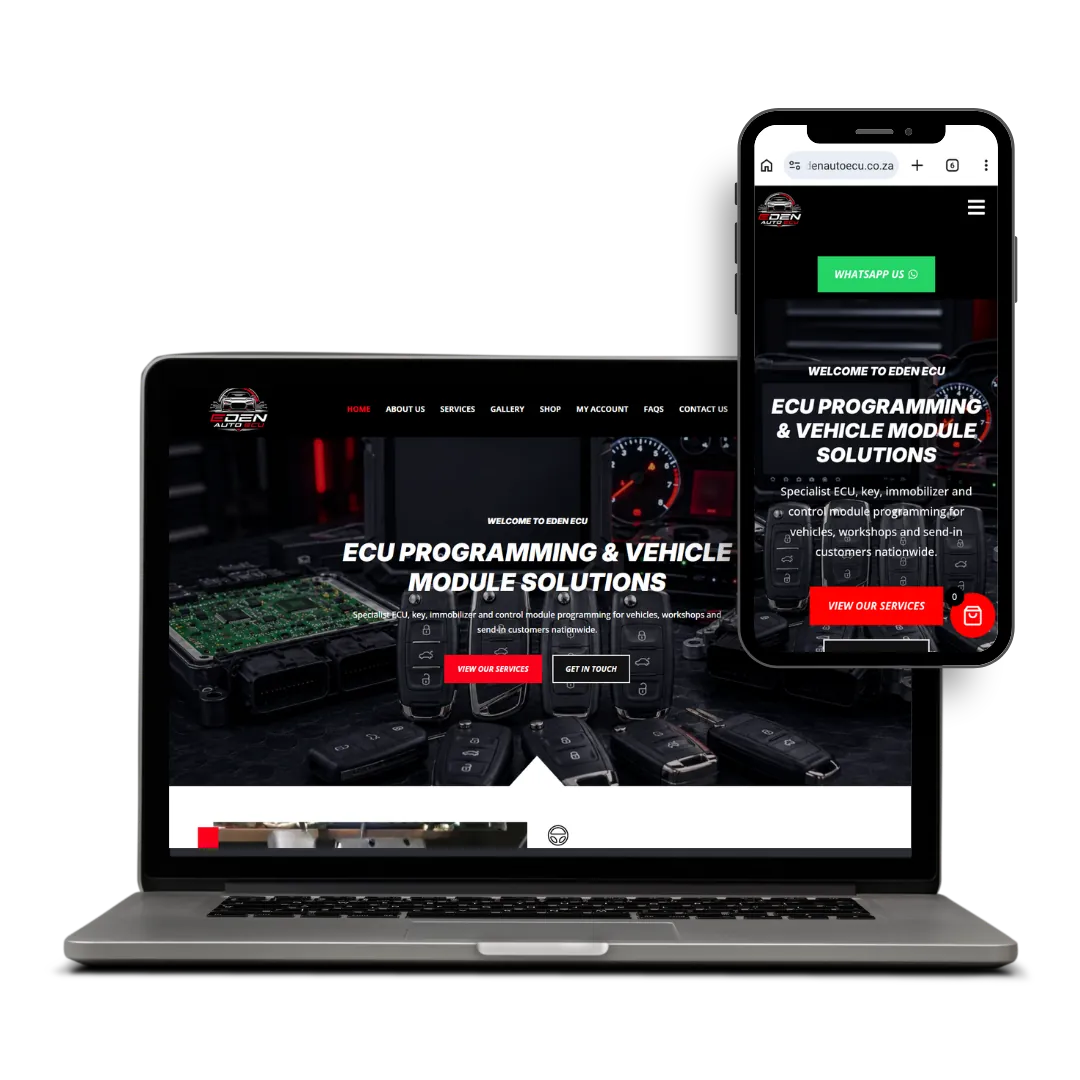 Eden Auto ECU website designed by X3WEB