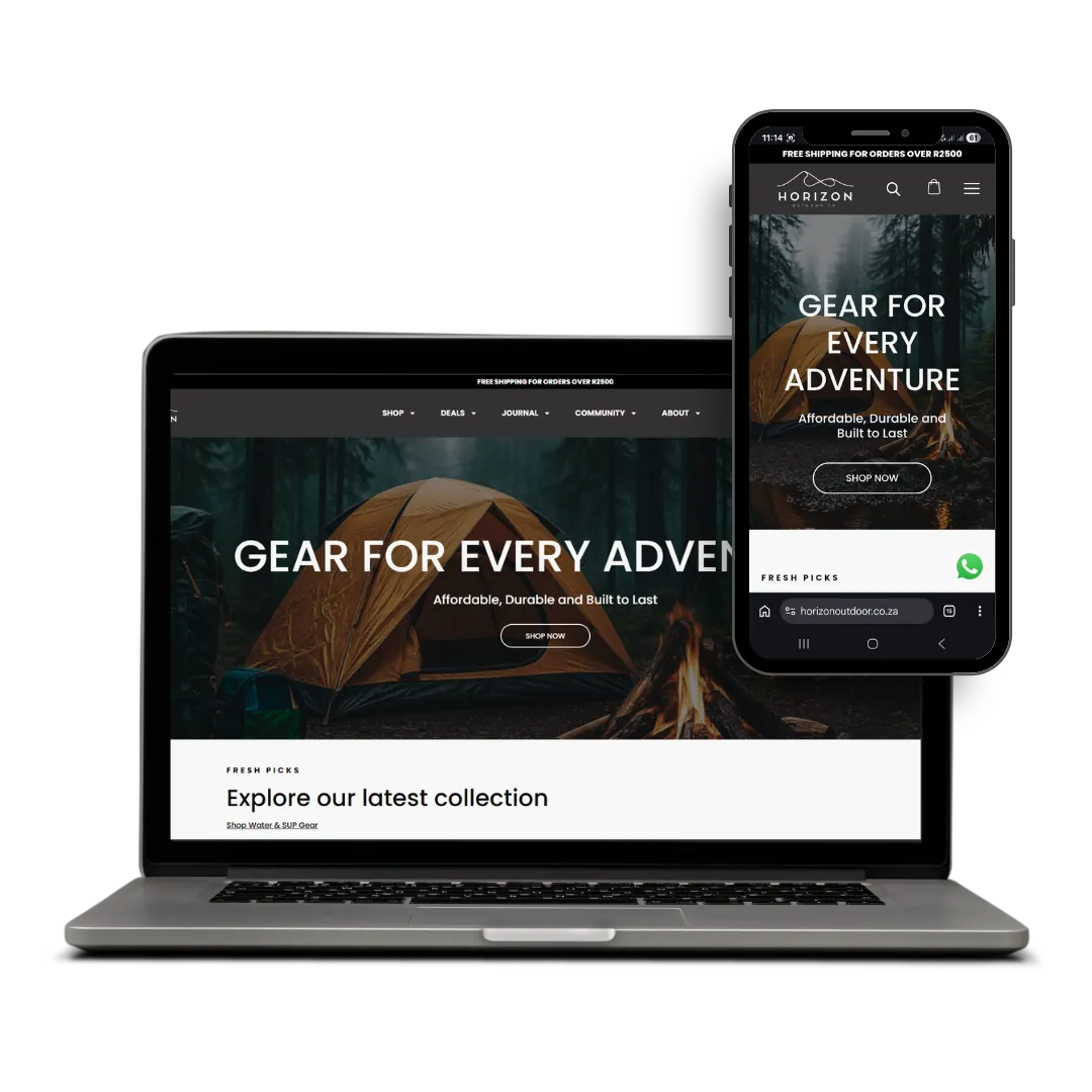 Horizon Outdoor website designed by X3WEB