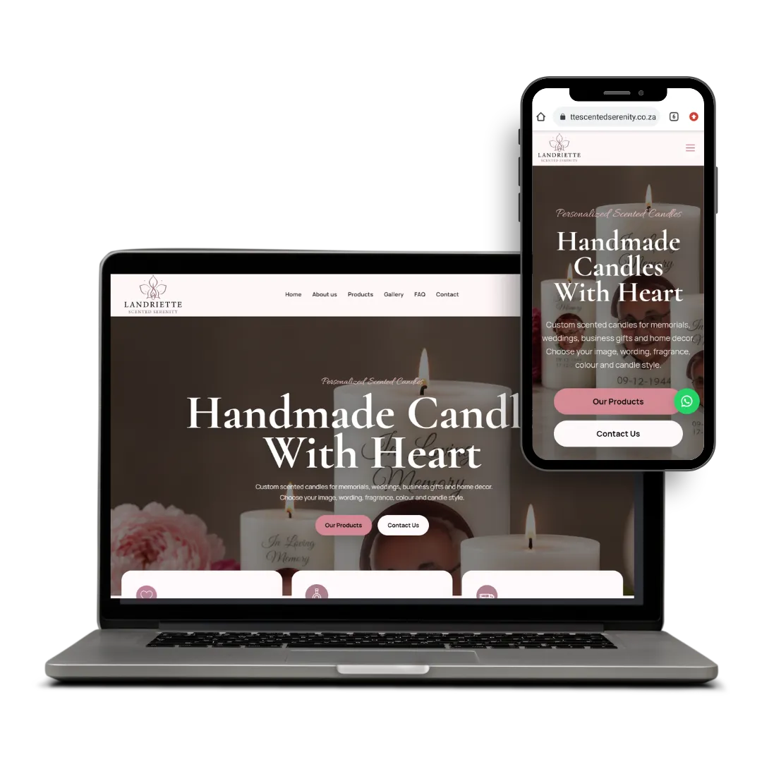 Landriette Scented Serenity website designed by X3WEB