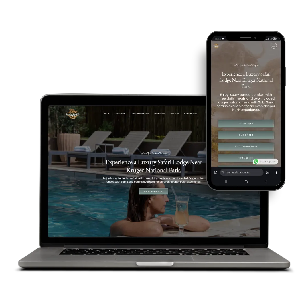 Langa Safaris website designed by X3WEB
