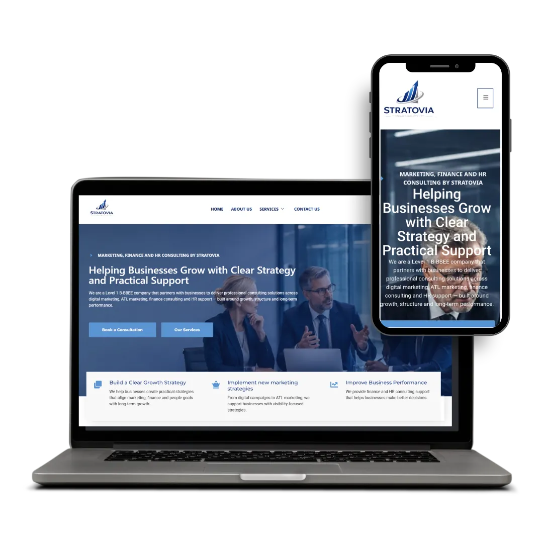 Stratovia website designed by X3WEB