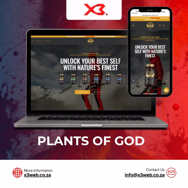 Web design mockup showing custom online store on phone and laptop.